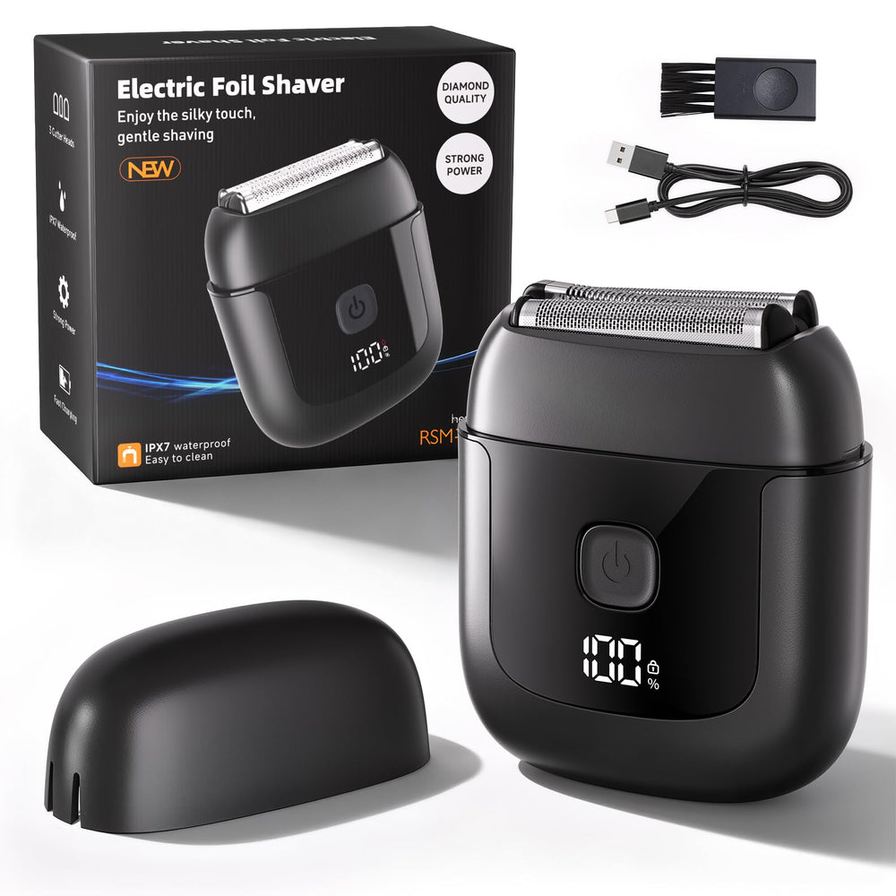 Cnunkn electric-foil-shaver-front-view enables on-the-go grooming