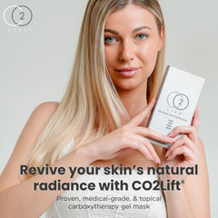 CO2Lift under-eye mask application closeup highlighting puffiness reduction potential