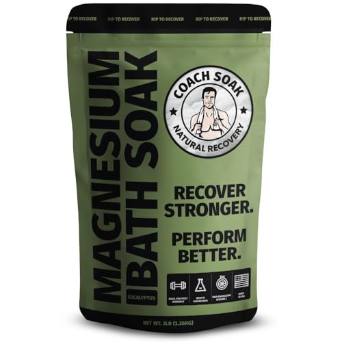 Coach Soak Recovery Bath bottle pour for easy, relaxing bath after workouts.