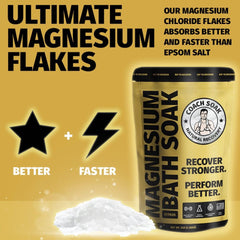 Coach Soak Recovery Bath Soak cups of magnesium flakes highlight potent transdermal support