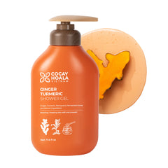 COCAY HOALA Vietnam Ginger Turmeric Exfoliating Body Wash bottle for daily cleansing ritual.