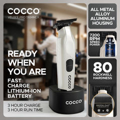 Cocco Veloce Pro Trimmer digital gap technology closeup with skin protection system.