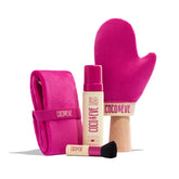 Coco & Eve Bali Bae Self Tan Set Dark packaging for at home tanning kit with all-in-one features