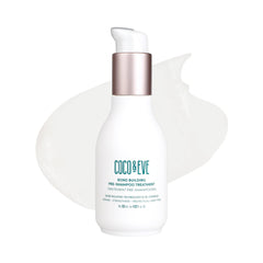 Coco & Eve Bond Pre-Shampoo bottle shows bond-building repair for damaged hair.