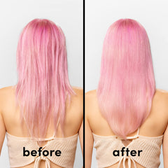 Coco & Eve damaged hair before-after montage illustrates visible improvement.