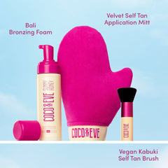 Coco & Eve Sunny Honey Bali Bronzing Bundle tan mitt for smooth self-tan.