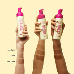 Coco & Eve Sunny Honey Bali mousse legs glow highlights sun-kissed skin.