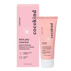 Cocokind AHA Jelly Cleanser tube front showing gentle exfoliation for smoother skin.