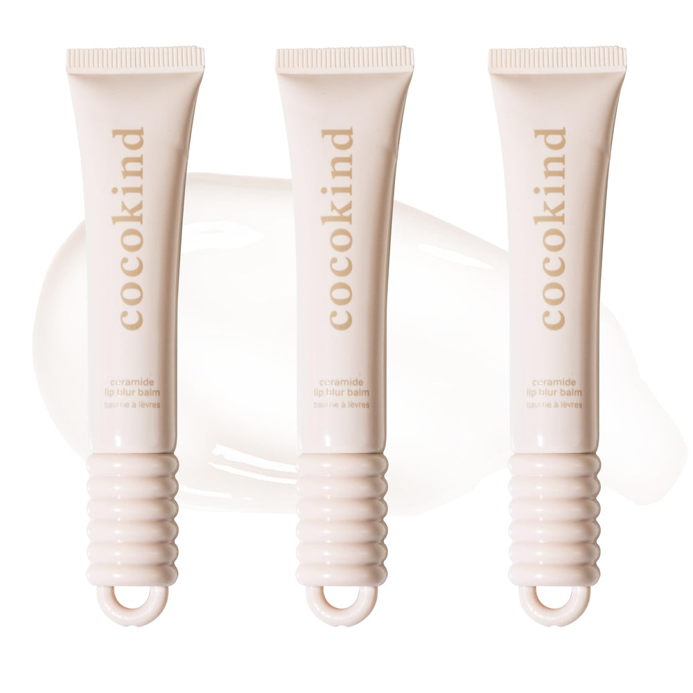 Cocokind Ceramide Lip Blur Balm in clear gloss hydrates lips.