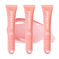 Cocokind Ceramide Lip Blur Balm pack swatch shows coral pink tint and hydration
