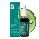 Cocokind Chlorophyll Discoloration Serum bottle close-up for gentle spot fading.