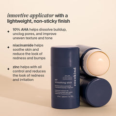 Cocokind KP Smoothing Stick ingredients visual with 10% AHA and Niacinamide.