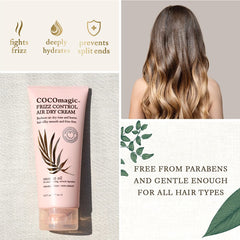 Cocomagic Frizz Control coconut oil ingredients showcase hydration and shine benefits.
