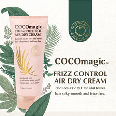 Cocomagic Frizz Control hair smoothing closeup highlights a silky, frizz-free finish.