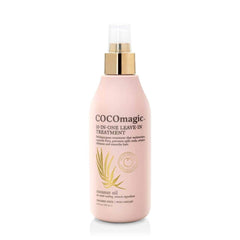 Cocomagic leave-in bottle pour for easy spray-on hydration and frizz control.