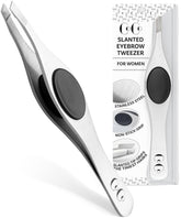Coco's Closet stainless steel slant tweezers closeup tip for precise facial hair removal