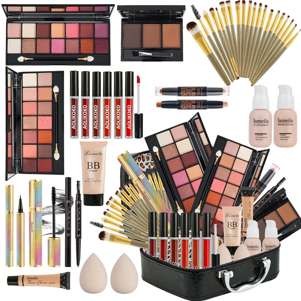 Coliusa All-in-One Makeup Kit bag shows organized storage for on-the-go beauty.