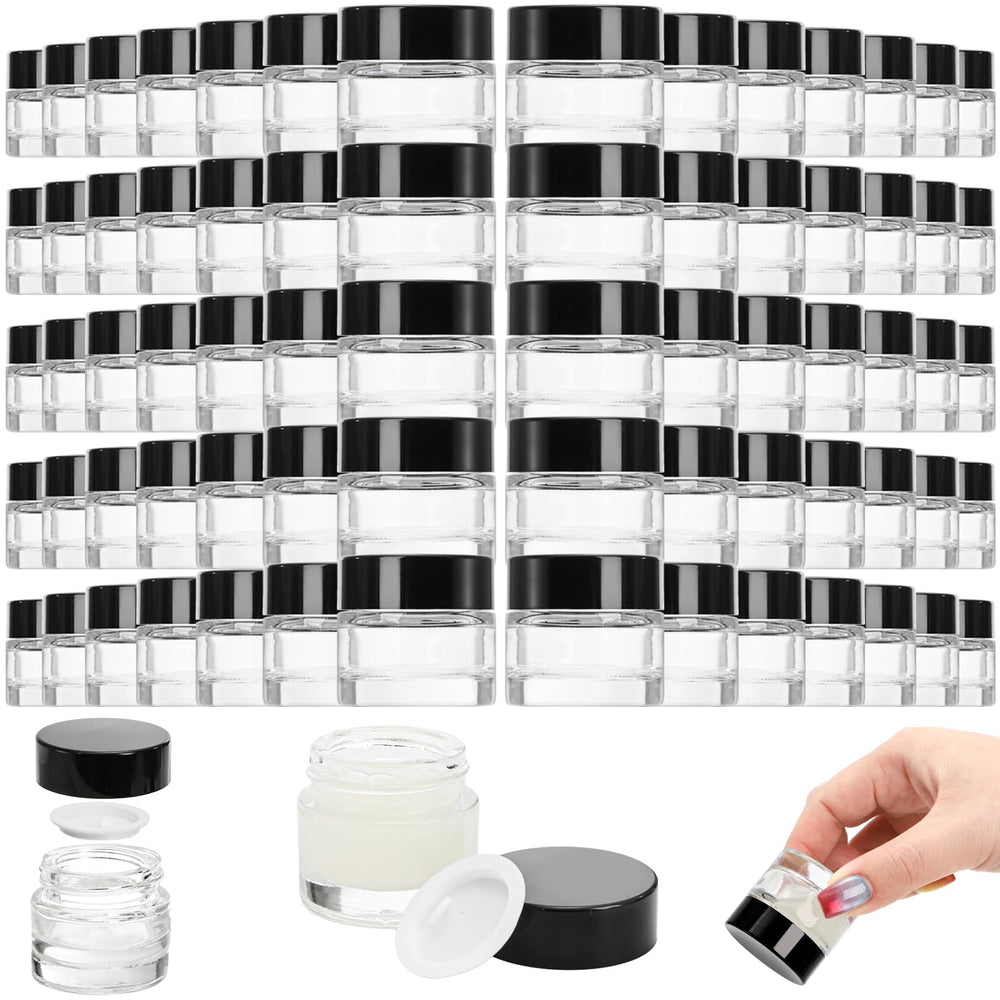 Coloch 70-pack 10ml glass jar set top view for compact travel storage.