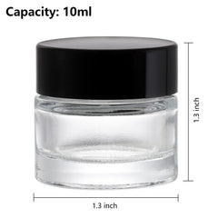 Coloch jar open lid reveals clear interior ideal for creams and cosmetics.