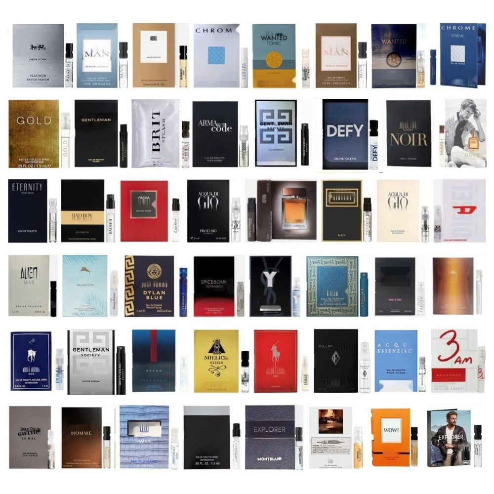 Cologne 11 designer samples vial pack, travel-friendly fragrance exploration for men.
