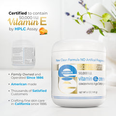 Colonial Dames Vitamin E cream applied to face for daily moisture.