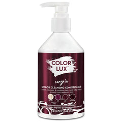 Color Lux Sangria bottle close-up shows rich color deposit and luxe conditioning.