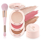 Color Nymph 3Colors Contour Blush Highlighter Palette closed compact for on-the-go touch-ups.