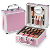 Color Nymph beginner makeup kit teens pink-train-case; portable storage for on-the-go touch-ups