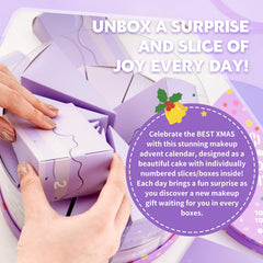 Color Nymph advent calendar 7-inch diameter box on dresser for easy holiday decor