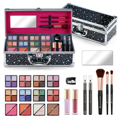 Color Nymph Starry Black train case closed for portable makeup storage