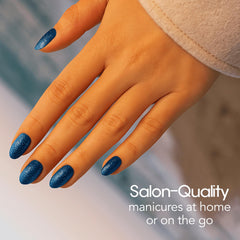 Color Street High Tide navy-to-blue glitter ombré close-up shows sparkling texture.