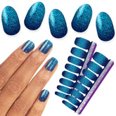 Color Street High Tide navy cobalt ombré glitter nails for ocean-inspired chic.