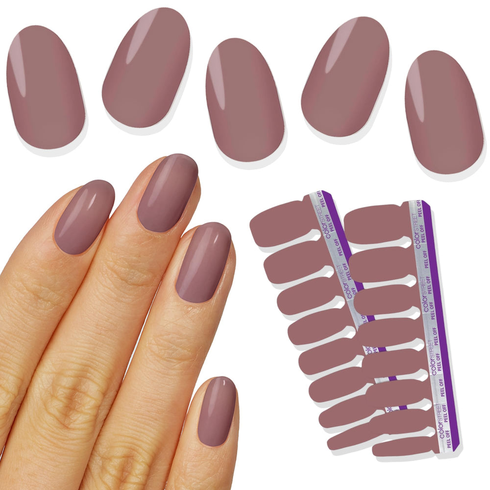 Color Street Macaron nail strips close-up highlighting no dry time for instant wear.