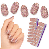 Color Street Tokyo Lights pink gold nail strips for a luxe night-out glow.