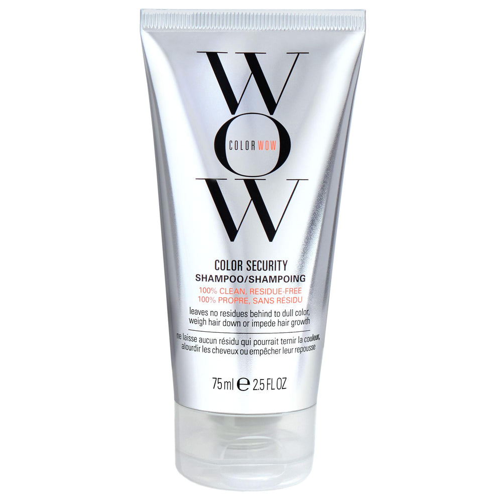 COLOR WOW front packaging showing 2.5 fl oz bottle and clear branding benefit travel-friendly