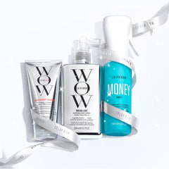 COLOR WOW styling in use on model demonstrating frizz-free shine
