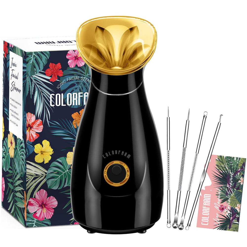 Colorfarm facial steamer nano-ionic nozzle delivers focused deep cleansing steam for pores