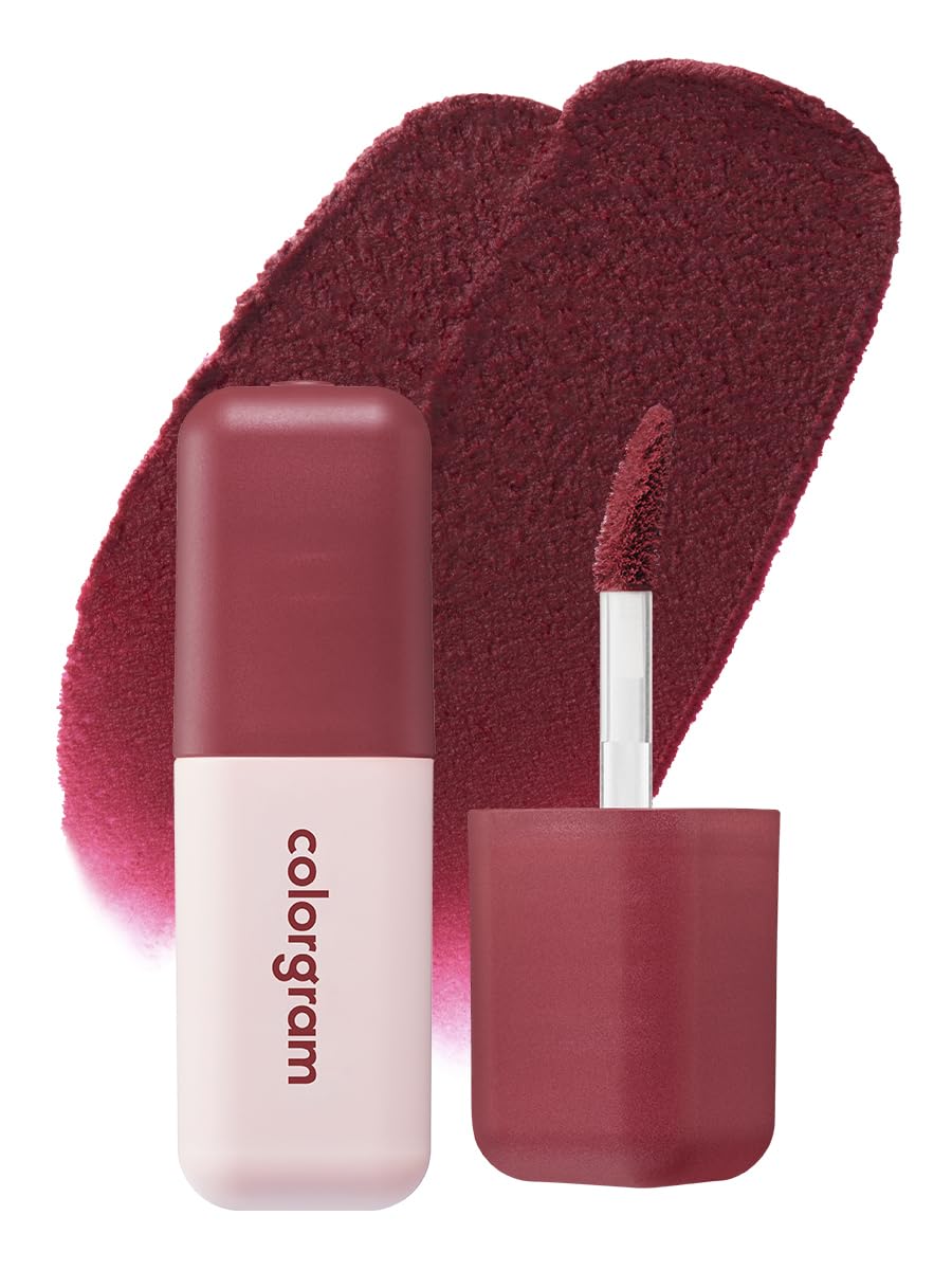 COLORGRAM Nude Blur Tint 12 Bloody Plum bottle shows portable on-the-go packaging for touch-ups