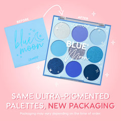ColourPop Blue Moon palette swatches show metallic and duochrome finishes.
