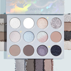 ColourPop Cloud 9 shades close-up shows matte, metallic, and glitter formulas.