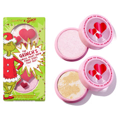 ColourPop Grinch Change of Heart highlighter in twinkly warm champagne for luminous cheeks.