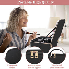 Comeacross makeup case 360 rotating mirror enables easy angle adjustments.