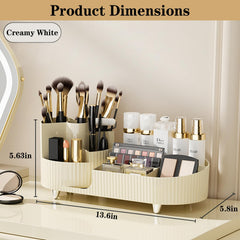 COMFYROOM left compartments keep brushes, mascara, and lip products neatly separated.