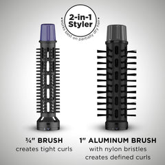 Conair 2-in-1 brush with 1-inch aluminum barrel close-up highlighting heat transfer