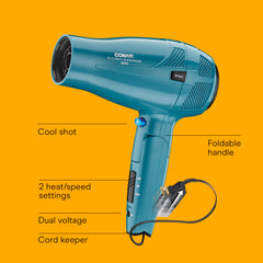 Conair Cord-Keeper dryer retractable cord button keeps cords tidy on the go.