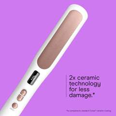 Conair double ceramic straightening brush heat plates close-up anti-scald design