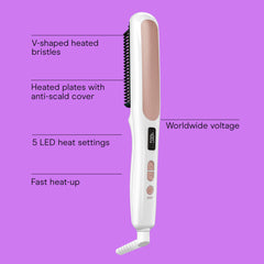 Conair double ceramic straightening brush bristle close-up showing V-shaped grip