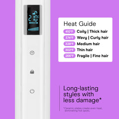 Conair flat iron uses ceramic technology for even heat and consistent results.