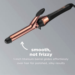 Conair INFINITIPRO rose gold curling iron handle view for easy, comfortable styling.