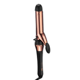 Conair Infinitipro rose gold curling iron front view with 1.25-inch barrel for soft curls.